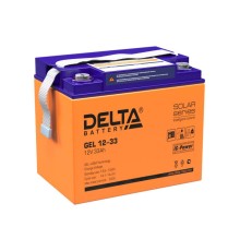 Батарея DELTA серия GEL, GEL 12-33, напряжение 12В, емкость 33Ач (разряд 20 часов),  макс. ток разряда (5 сек.) 330А, макс. ток заряда 6.6А, свинцово-кислотная типа AGM+GEL, клеммы под болт М6, ДxШxВ 195х132х168мм., вес 10.6кг., LCD, срок службы 10-12 лет