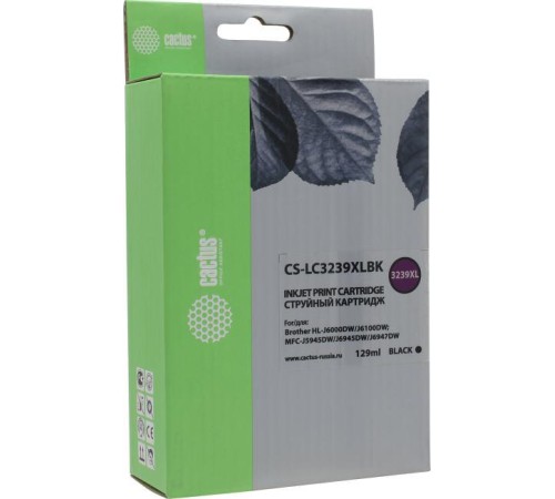 -/ Картридж струйный Cactus CS-LC3239XLBK черный (129мл) для Brother HL-J6000DW/J6100DW