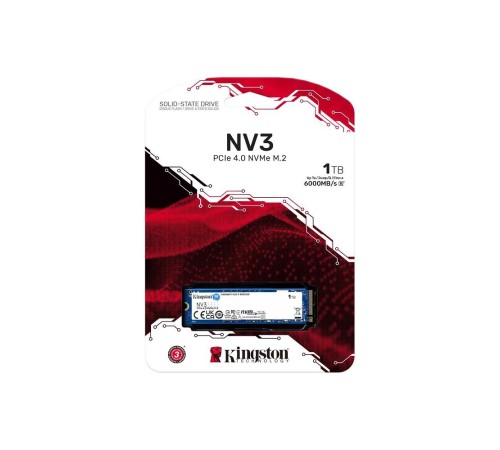 Твердотельный накопитель/ Kingston SSD NV3, 1000GB, M.2(22x80mm), NVMe, PCIe 4.0 x4, 3D TLC, R/W 6000/4000MB/s, TBW 320, DWPD 0.3 (60 мес) Твердотельный накопитель/ Kingston SSD NV3, 1000GB, M.2(22x80mm), NVMe, PCIe 4.0 x4, 3D TLC, R/W 6000/4000MB/s, TBW 320, DWPD 0.3 (60 мес)