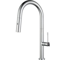 Смеситель RIVELATO Rivelato Смеситель для кухни Asti U-обр. с выдвижной лейкой D-35мм, монтаж: вертикально на раковину, материал: нержавеющая сталь, цвет: хром