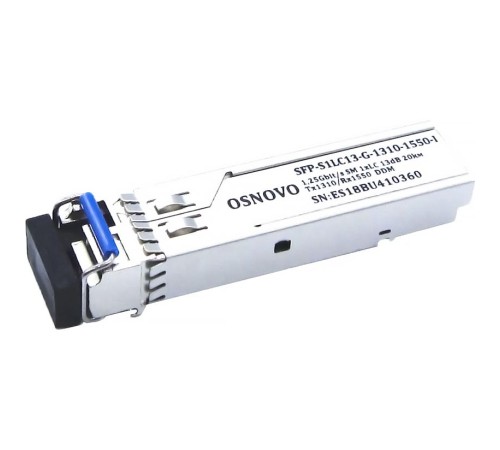 Трансивер/ OSNOVO Оптический гигабитный SFP Модуль промышленный, LC, одно волокно SM, Tx:1310/Rx:1550, до 1,25 Гбит/c, до 20 км Трансивер/ OSNOVO Оптический гигабитный SFP Модуль промышленный, LC, одно волокно SM, Tx:1310/Rx:1550, до 1,25 Гбит/c, до 20 км