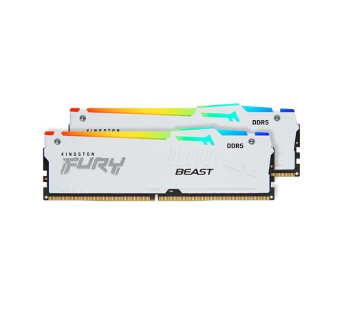Память оперативная/ Kingston 64GB 5600MT/s DDR5 CL40 DIMM (Kit of 2) FURY Beast White RGB XMP Память оперативная/ Kingston 64GB 5600MT/s DDR5 CL40 DIMM (Kit of 2) FURY Beast White RGB XMP