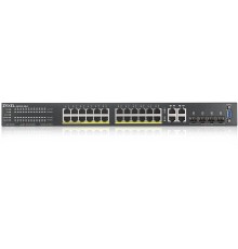 Коммутатор/ ZYXEL NebulaFlex Pro GS2220-28HP Hybrid L2 PoE+ switch , rack 19 ", 24xGE PoE+, 4xCombo (SFP / RJ-45), budget 375 W, standalone / cloud management