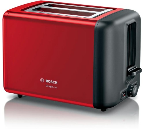 Тостер BOSCH/ мощность 970Вт, отделений- 2, бесступенчатый терморегулятор, подогревание булочек, лоток для крошек, автоцентрирование тостов, цвет красный/черный Тостер BOSCH/ мощность 970Вт, отделений- 2, бесступенчатый терморегулятор, подогревание булочек, лоток для крошек, автоцентрирование тостов, цвет красный/черный