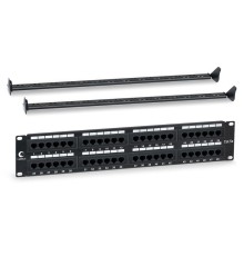 Патч-панель 19" (2U), 48 портов RJ-45, категория 5e Cabeus PL-48-Cat.5e-Dual IDC  Dual IDC, с задним кабельным организатором