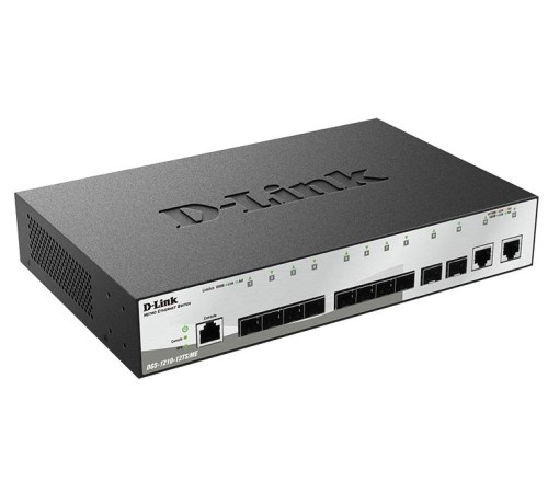 Коммутатор D-Link Управляемый L2 коммутатор, 10x1000Base-X SFP, 2x1000Base-T, защита от статического электричества до 6 кВ, CLI, консольный порт RJ-45, RPS, поддержка Dying Gasp