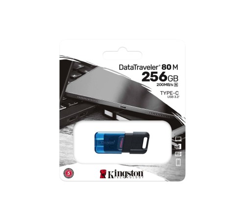 Флэш USB Kingston 256GB DataTraveler 80 M 200MB/s USB-C 3.2 Gen 1/ Kingston 256GB DataTraveler 80 M 200MB/s USB-C 3.2 Gen 1