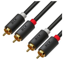 GCR Кабель 1.5m аудио 2 х RCA / 2 х RCA , GOLD, черный, GCR-53109