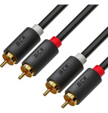 GCR Кабель 1.5m аудио 2 х RCA / 2 х RCA , GOLD, черный, GCR-53109