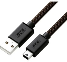 GCR Кабель PROF 1.5m USB 2.0, AM/mini 5P, черно-прозрачный, ферритовое кольцо, 28/24 AWG, экран, армированный, морозостойкий, GCR-51200