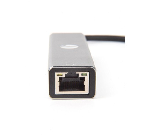 Кабель-концентратор/ Кабель-концентратор USB 3.1 Type-Cm --> RJ-45+3port USB3.0(f)  Aluminum Shell VCOM <DH311A>