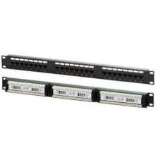 Патч-панель Патч-панель 19", кат. 5е, 1U, 24 порта UTP, с возможность установки заднего органайзера