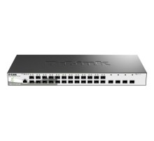 коммутатор D-Link Управляемый L2 коммутатор, 24x1000Base-X SFP, 4x10GBase-X SFP+, CLI, консольный порт RJ-45, RPS