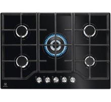 Встраиваемые газовые панели ELECTROLUX/ Газовая варочная поверхность  75 см- газ на стекле, 3 чугунных держателя, газконтроль варочной поверхности, интегрированный автоподжиг варочной поверхности, конфорки: Конфорка ускоренного нагрева, средней мощности,