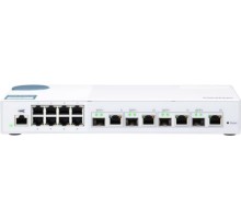 Коммутатор/ QNAP QSW-M408-4C 10 Gbps managed switch with 4 SFP + ports, combined with RJ-45, 8 1 Gbps RJ-45 ports, bandwidth up to 96 Gbps, JumboFrame support.