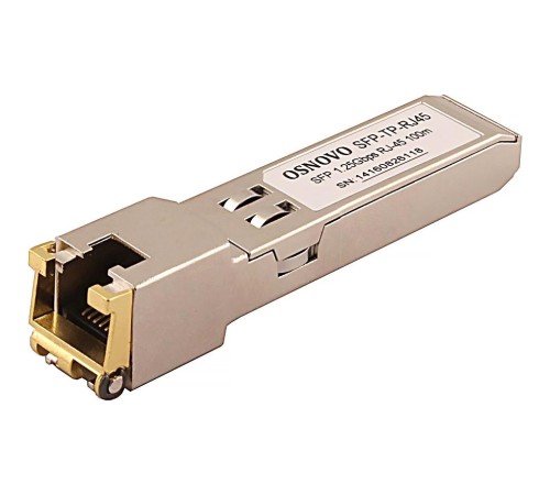 Трансивер/ OSNOVO Медный SFP модуль GE, до 1,25Гбит/с, до 100м Трансивер/ OSNOVO Медный SFP модуль GE, до 1,25Гбит/с, до 100м
