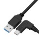 GCR Кабель интерфейсный USB 3.0 (USB 3.2 Gen 1) Type C 3.0m, АМ / CM угловой, 5 Гбит/с, черный,  GCR-54770