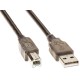 Кабель/ Кабель USB2.0 AM/BM 5m прозрачная изоляция Telecom (VUS6900T-5M)
