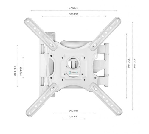 Кронштейн ONKRON/ 32-65" макс. 400*400, 2 колена, наклон -5º+8º, поворот 180º макс, от стены 55-500мм, белый