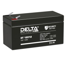 Батарея DELTA серия DT, DT 12012, напряжение 12В, емкость 1.2Ач (разряд 20 часов),  макс. ток разряда (5 сек.) 19.5А, макс. ток заряда 0.36А, свинцово-кислотная типа AGM, клеммы F1, ДxШxВ 97х45х52мм., вес 0.55кг., срок службы 5 лет./ Battery DELTA series