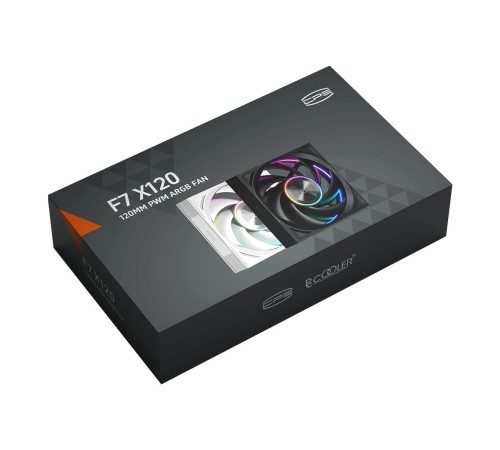 Кулер для корпуса/ Case Cooler PCCooler F7 X120 ARGB BK (120x120x28mm, 4-pin PWM, ARGB, 83CFM, 33.1dBA, 3000RPM, Black)