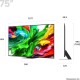 Телевизор ЖК 75'' LG/ 75", Ultra HD, Dynamic QNED Color, Local Dimming, Smart TV, WebOS, Wi-Fi, DVB-T2/C/S2, MR, 2.0 ch (20W), 120Hz Native (VRR 144Hz), 3 HDMI, 2 USB, 1 Pole, Charcoal Black, 2025