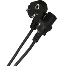 Кабель/ Кабель компьютер --> розетка 220V ( угловая Евровилка) <VDE> 3G*0,75mm2 VCOM <CE021-CU0.75-1.8> 1,8м