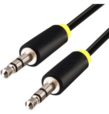 Greenconnect Кабель аудио 0.5m jack 3,5mm/jack 3,5mm черный, желтая окантовка, ультрагибкий, 28 AWG, M/M, Premium GCR-AVC1114-0.5m, экран, стерео