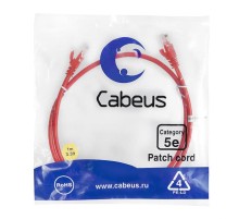 Патч-корд Cabeus PC-UTP-RJ45-Cat.5e-1m-RD-LSZH Патч-корд U/UTP, категория 5е, 2xRJ45/8p8c, неэкранированный, красный, LSZH, 1м