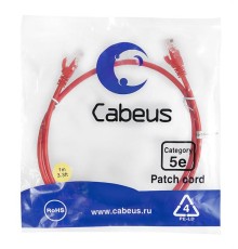 Патч-корд Cabeus PC-UTP-RJ45-Cat.5e-1m-RD-LSZH Патч-корд U/UTP, категория 5е, 2xRJ45/8p8c, неэкранированный, красный, LSZH, 1м