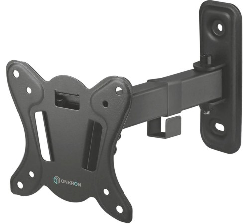 Кронштейн ONKRON/ 10-35'' макс 100*100 мм, 1 колено, наклон -+ 8", поворот: 140°, угол вращения 360°, от стены 80-220 мм, макс вес 25кг, черный