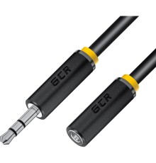 GCR Удлинитель аудио 2.0m jack 3,5mm/jack 3,5mm черный, желтая окантовка, ультрагибкий, M/F, экран, стерео, GCR-50593