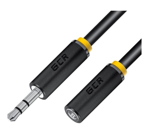 GCR Удлинитель аудио 2.0m jack 3,5mm/jack 3,5mm черный, желтая окантовка, ультрагибкий, M/F, экран, стерео, GCR-50593 GCR Удлинитель аудио 2.0m jack 3,5mm/jack 3,5mm черный, желтая окантовка, ультрагибкий, M/F, экран, стерео, GCR-50593