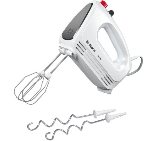 Миксер Bosch/ Миксер Bosch, ручной, 4 скорости, импульсный режим, 2 насадки, мощность 375 Вт, цвет белый Миксер Bosch/ Миксер Bosch, ручной, 4 скорости, импульсный режим, 2 насадки, мощность 375 Вт, цвет белый