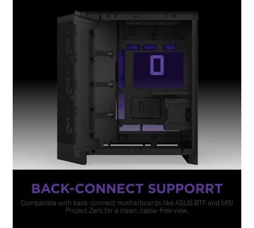 Корпус без блока питания/ Case NZXT H9 Flow RGB+ (2025), Midi-Tower, TG, 6x140mm RGB + 1x120mm RGB, 2xUSB-A 3.2 + 1xUSB-C 3.2, E-ATX, ATX, mATX, mITX Black