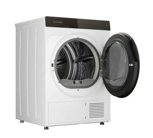 Сушильная машина KUPPERSBERG/ Сушильная машина KUPPERSBERG, High-Tech, загрузка 10 кг, 16 программ, тепловой насос, отсрочка старта, реверс барабана, ультрафиолет, сенсорное управление, блокировка от детей, энергоэффективность А+, цвет белый