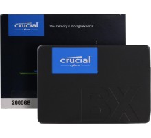 Твердотельный накопитель/ Crucial SSD BX500, 2000GB, 2.5" 7mm, SATA3, 3D TLC, R/W 540/500MB/s, TBW 720, DWPD 0.2 (12 мес.)