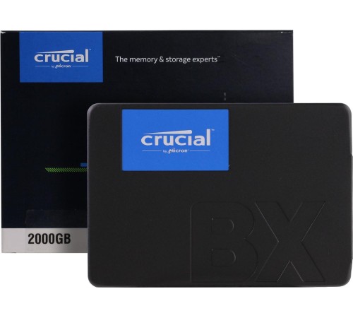 Твердотельный накопитель/ Crucial SSD BX500, 2000GB, 2.5" 7mm, SATA3, 3D TLC, R/W 540/500MB/s, TBW 720, DWPD 0.2 (12 мес.)