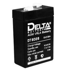 Батарея DELTA серия DT, DT 6028, напряжение 6В, емкость 2.8Ач (разряд 20 часов),  макс. ток разряда (5 сек.) 48А, макс. ток заряда 0.84А, свинцово-кислотная типа AGM, клеммы F1, ДxШxВ 66х33х97мм., вес 0.61кг., срок службы 5 лет./ Battery DELTA series DT,