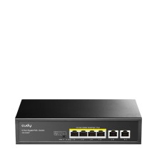 Коммутатор/ 6-Port 10/100/1000M PoE+ Switch, 4-Port 10/100/1000 BASE-T Gigabit PoE+ ports, 2-Port 10/100/1000 BASE-T Gigabit Uplink ports,  802.3at/af, VLAN mode support for port #1 ~ #4, Extend mode support for port #3 ~ #4, Fanless, ±4KV Surge Protectio