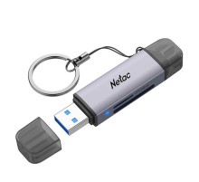 Кардридер  Netac Flash card reader WK13, USB3.0+Type-C to mSD/SD, Grey (repl. NT09WK13-30GR)