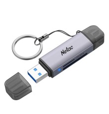Кардридер  Netac Flash card reader WK13, USB3.0+Type-C to mSD/SD, Grey (repl. NT09WK13-30GR)