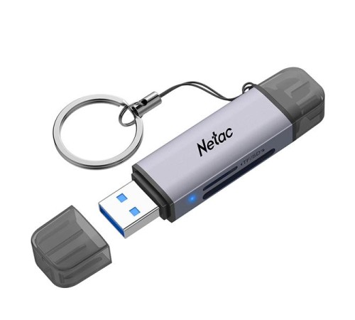 Кардридер  Netac Flash card reader WK13, USB3.0+Type-C to mSD/SD, Grey (repl. NT09WK13-30GR)