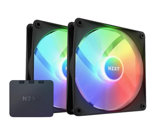 Кулер для корпуса ПК/ Case Cooler NZXT F140 RGB Core Twin Pack (140x140x25mm, 4-pin PWM, RGB, 89.48CFM, 32.5dBA, 1800RPM, Black, 2pcs)