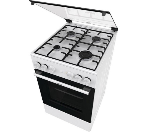 Комбинированная плита Gorenje/ Комбинированная плита Gorenje, Линия Essential, Эмаль SilverMatte, объем духовки 68 л, механическое управление, электроподжиг, рельефные направляющие, 2 стекла+термослой, энергоэффективность А, цвет белый