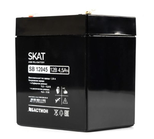 (2531) Бастион SKAT SB 12045 АКБ СК 12В/4,5Ач/1,35А/F1/Срок службы 6 лет/1,5 л.г (2531) Бастион SKAT SB 12045 АКБ СК 12В/4,5Ач/1,35А/F1/Срок службы 6 лет/1,5 л.г