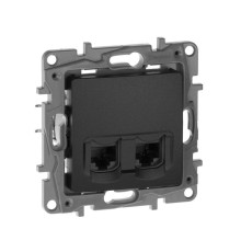 Двойная розетка RJ 45, категория 5е, UTP, Etika, антрацит