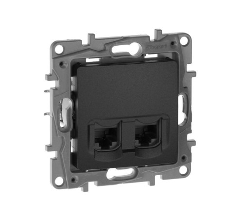 Двойная розетка RJ 45, категория 5е, UTP, Etika, антрацит