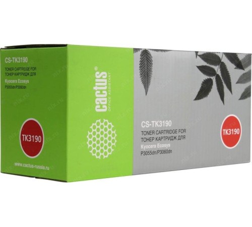 -/ Картридж лазерный Cactus CS-TK3190 TK-3190 черный (25000стр.) для Kyocera Ecosys P3055dn/P3060dn