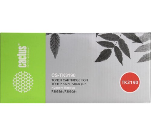 -/ Картридж лазерный Cactus CS-TK3190 TK-3190 черный (25000стр.) для Kyocera Ecosys P3055dn/P3060dn